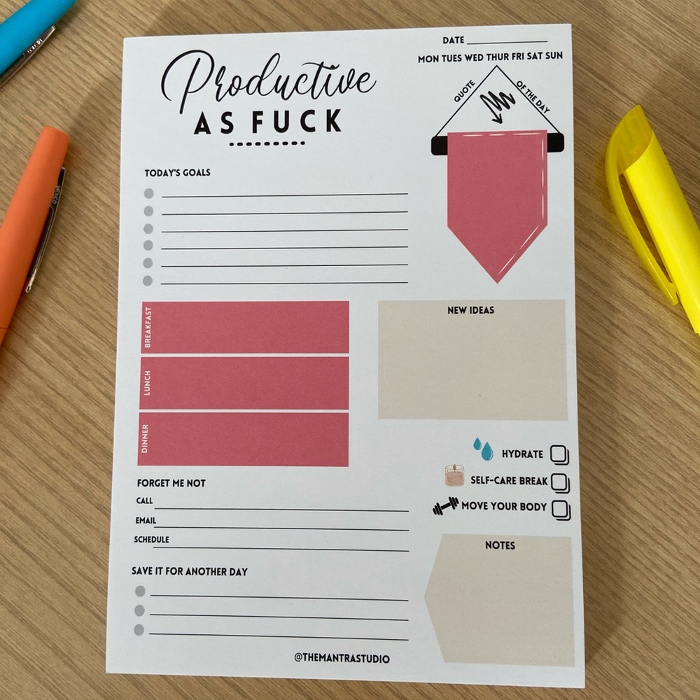 COPY - Productive as F*CK 5x7 notepad for everyday use. 50 sheets.